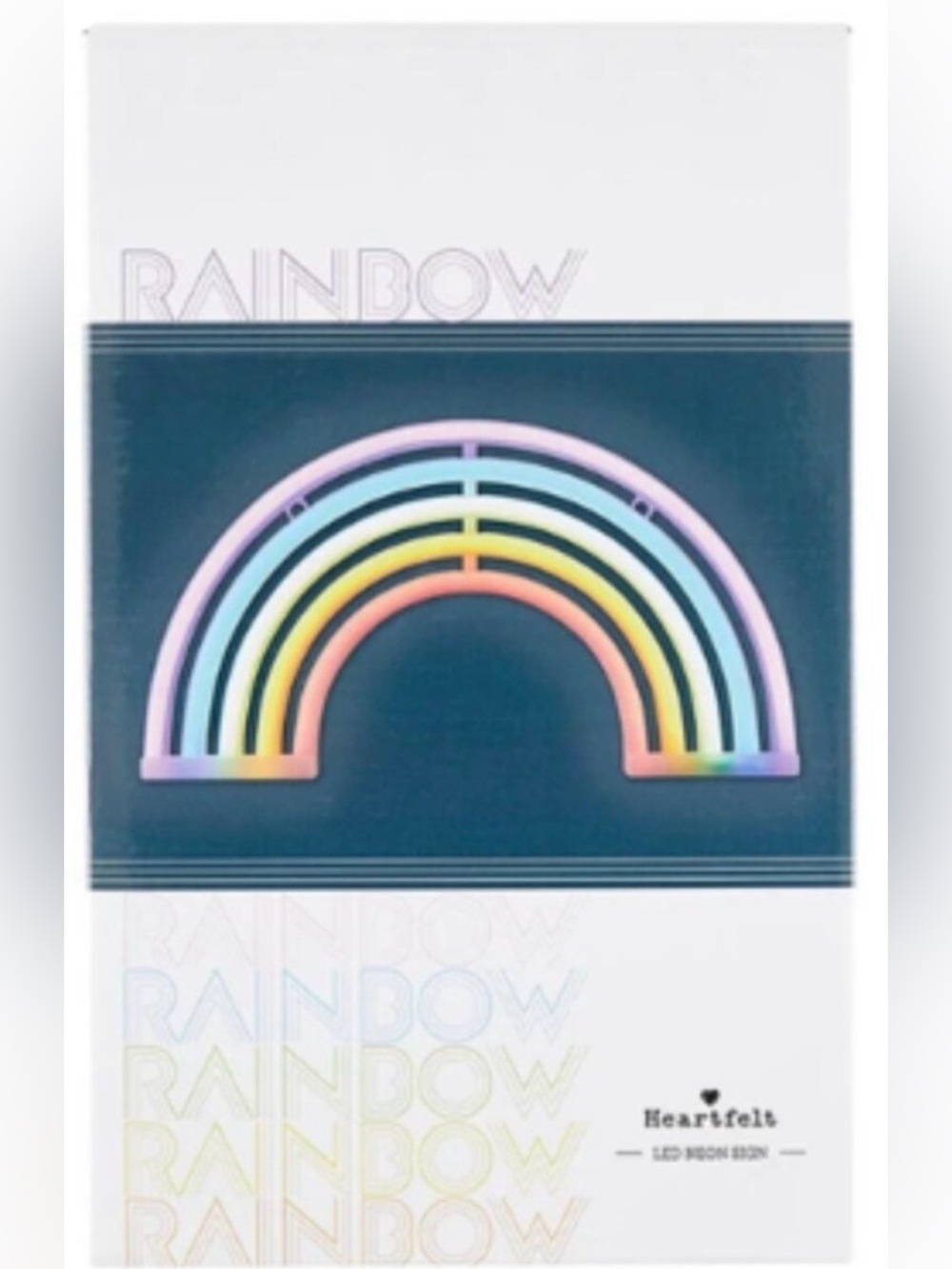 Heartfelt LED Rainbow Neon Sign - Pastel Rainbow Colors NEW in Box